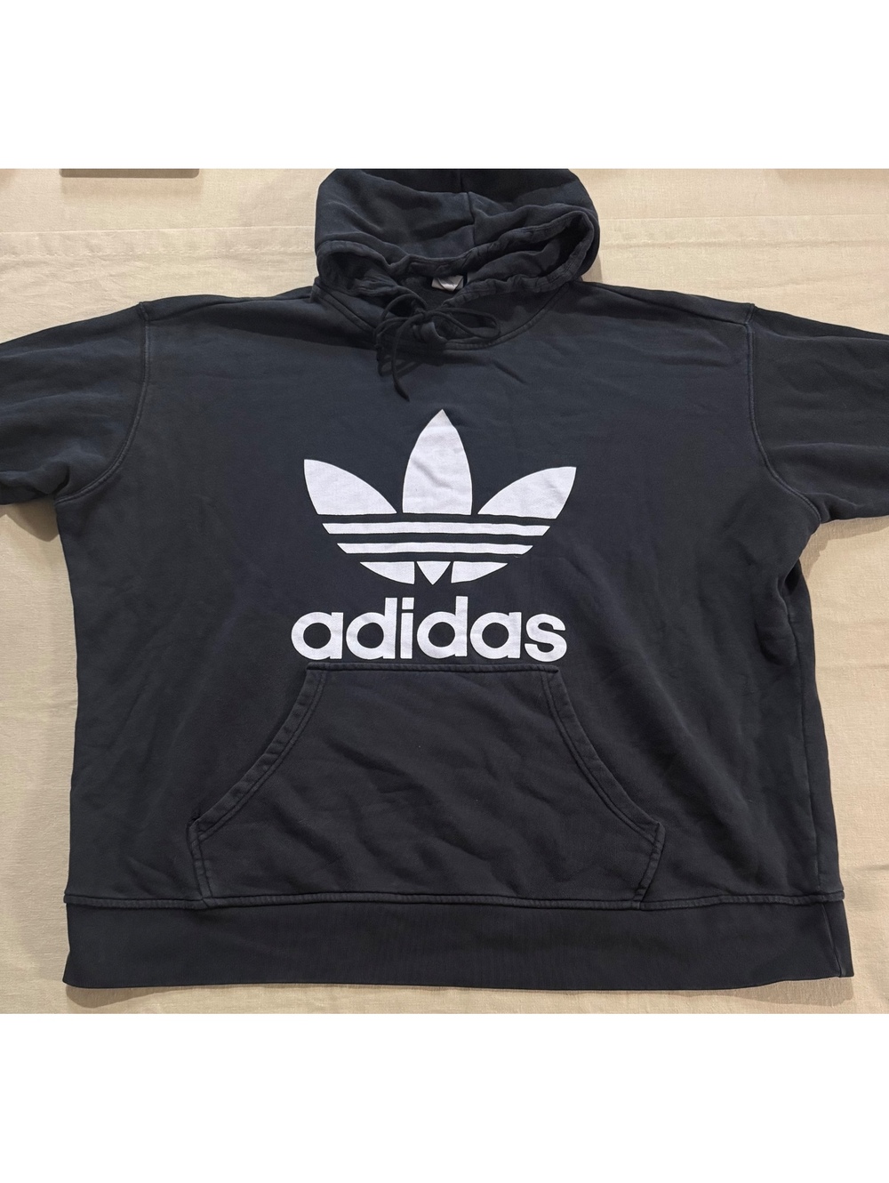 adidas Black Hoodie with White Logo, Size XL